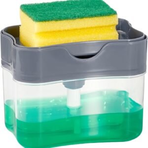 HEFA Dish Soap Dispenser and Sponge Holder for Kitchen Sink. Sink Dish Washing Soap Dispenser. Dish Sponge Included. Dishwashing Liquid Dispenser for Kitchen (StormGrey)