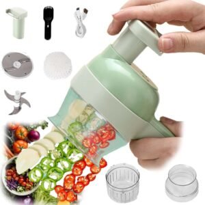 Electric Chopper 4 in 1 with Brush | Food Processor 800mAh | Cordless Blender Portable for Kitchen Onion Nut Chicken Meat Fruit
