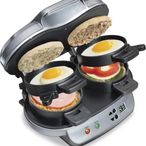Hamilton Beach Dual Breakfast Sandwich Maker with Timer. Silver (25490A)