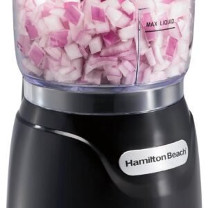 Hamilton Beach Electric Vegetable Chopper & Mini Food Processor. 3-Cup. 350 Watts. for Dicing. Mincing. and Puree. Black (72850)